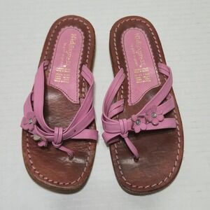 KidExpress Girls Pink Leather Floral Strappy Sandals Shoes Toddler Size 11
